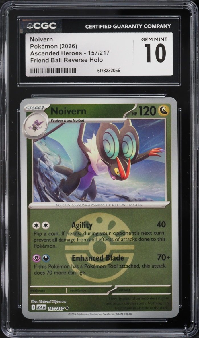 2026 Pokemon Mega Evolution Ascended Heroes Friend Ball Reverse Holo Noivern #157 CGC 10 GEM