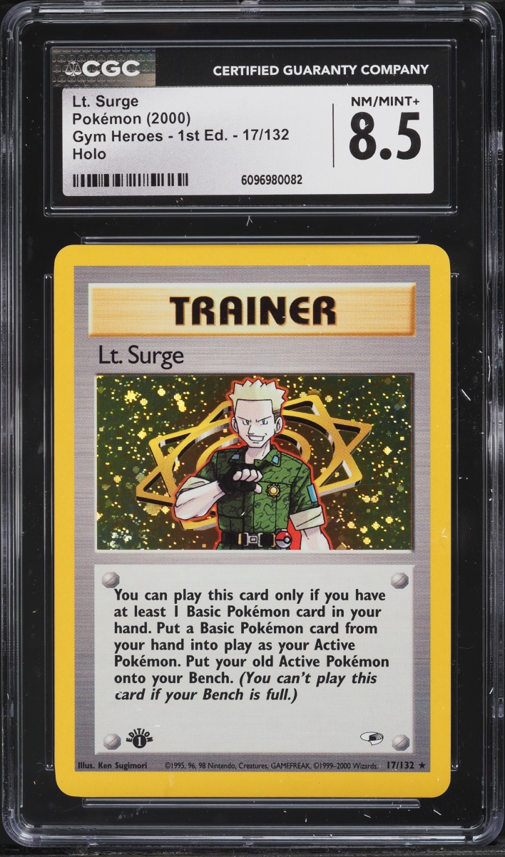 2000 Pokemon Gym Heroes 1st Edition Holo Lt. Surge #17 CGC 8.5 NM-MT+