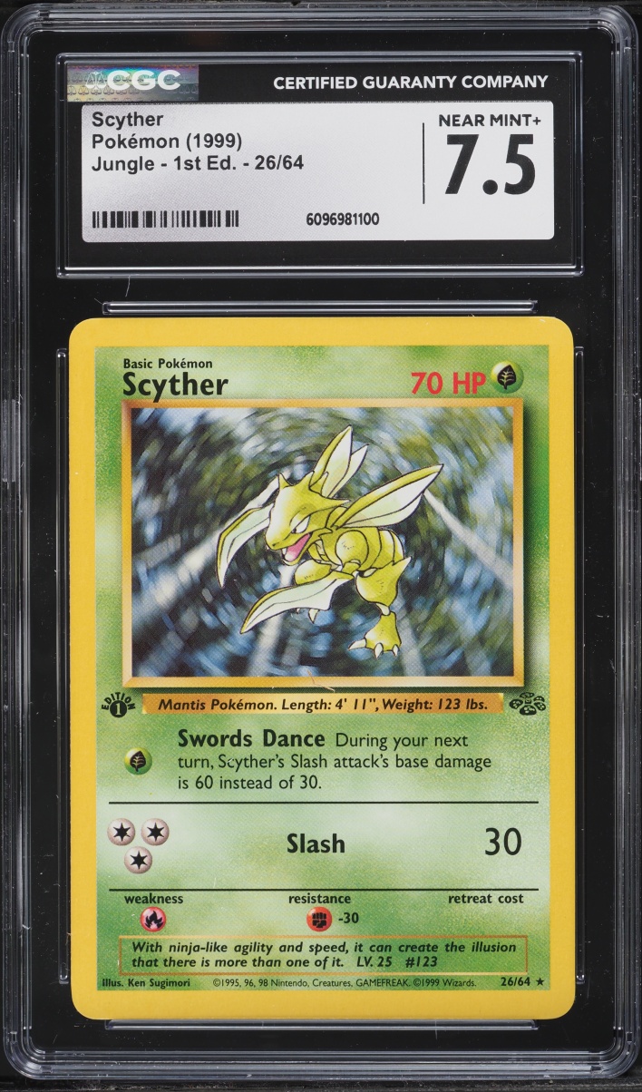 1999 Pokemon Jungle 1st Edition Scyther #26 CGC 7.5 NRMT+