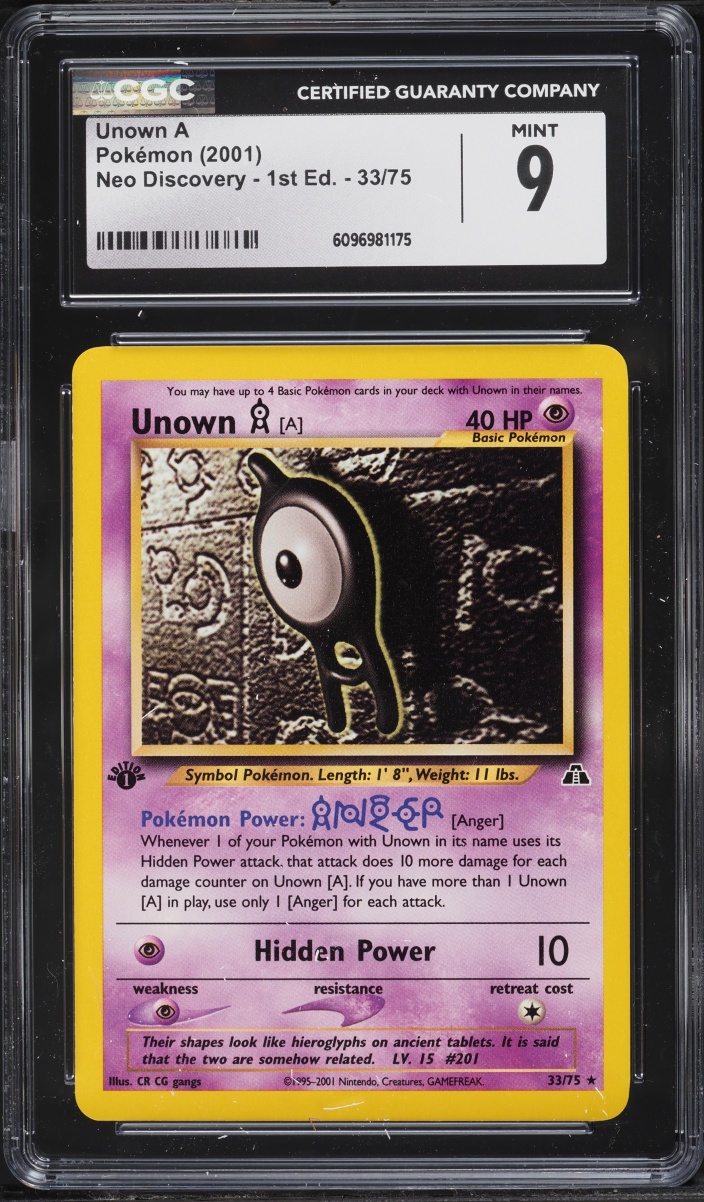 2001 Pokemon Neo Discovery 1st Edition Unown A #33 CGC 9 MINT