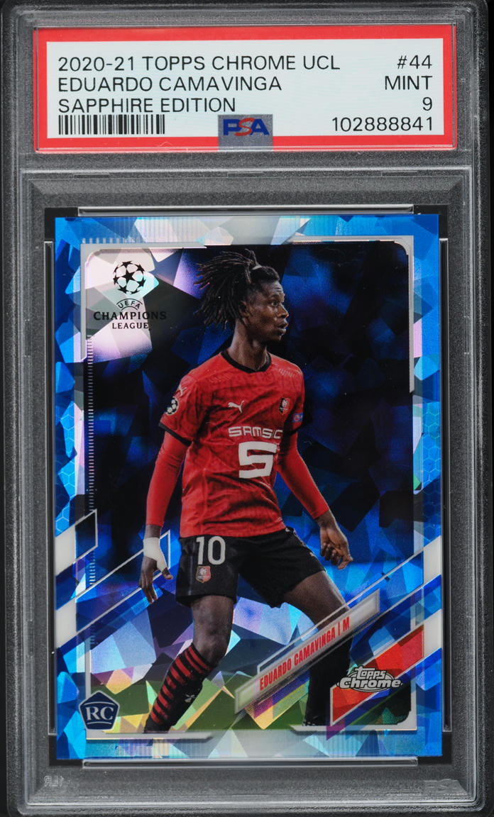 2020 Topps Chrome UEFA Sapphire Eduardo Camavinga ROOKIE #44 PSA 9 MINT