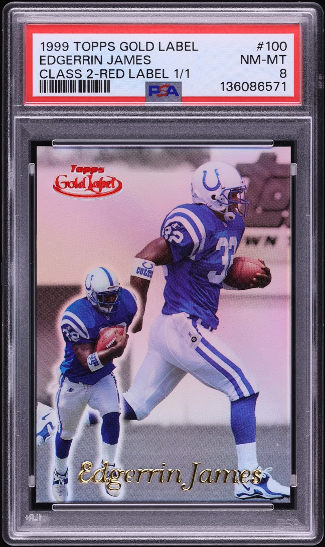 1999 Topps Gold Label Class 2 Red Label Edgerrin James ROOKIE 1/1 #100 PSA 8 NM-MT