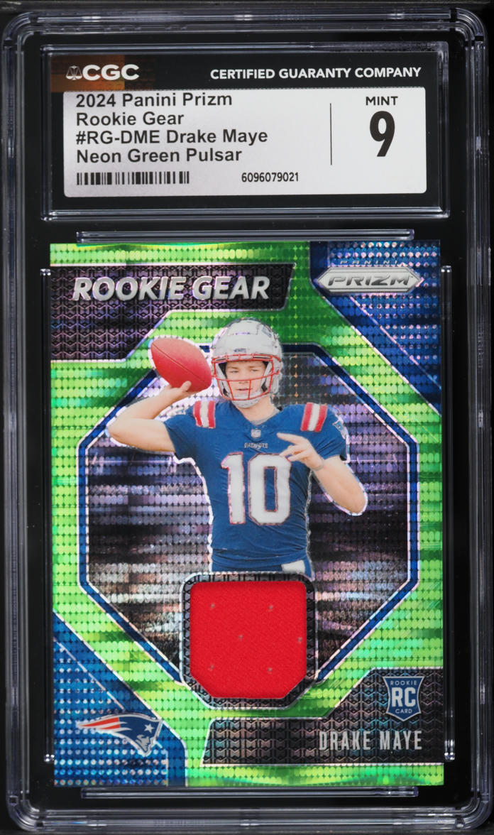 2024 Panini Prizm Gear Neon Green Pulsar Drake Maye ROOKIE PATCH #RGDME ...