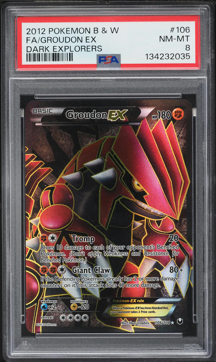 2012 Pokemon Black & White Dark Explorers Full Art Groudon EX #106 PSA 8 NM-MT
