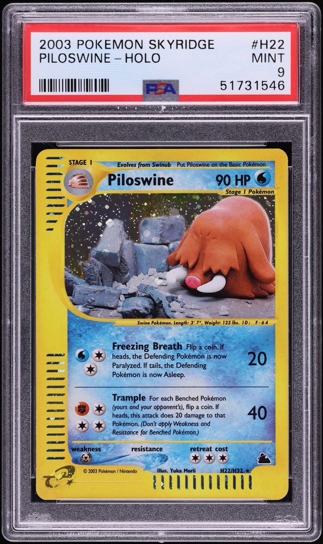 2003 Pokemon Skyridge Holo Piloswine #H22 PSA 9 MINT