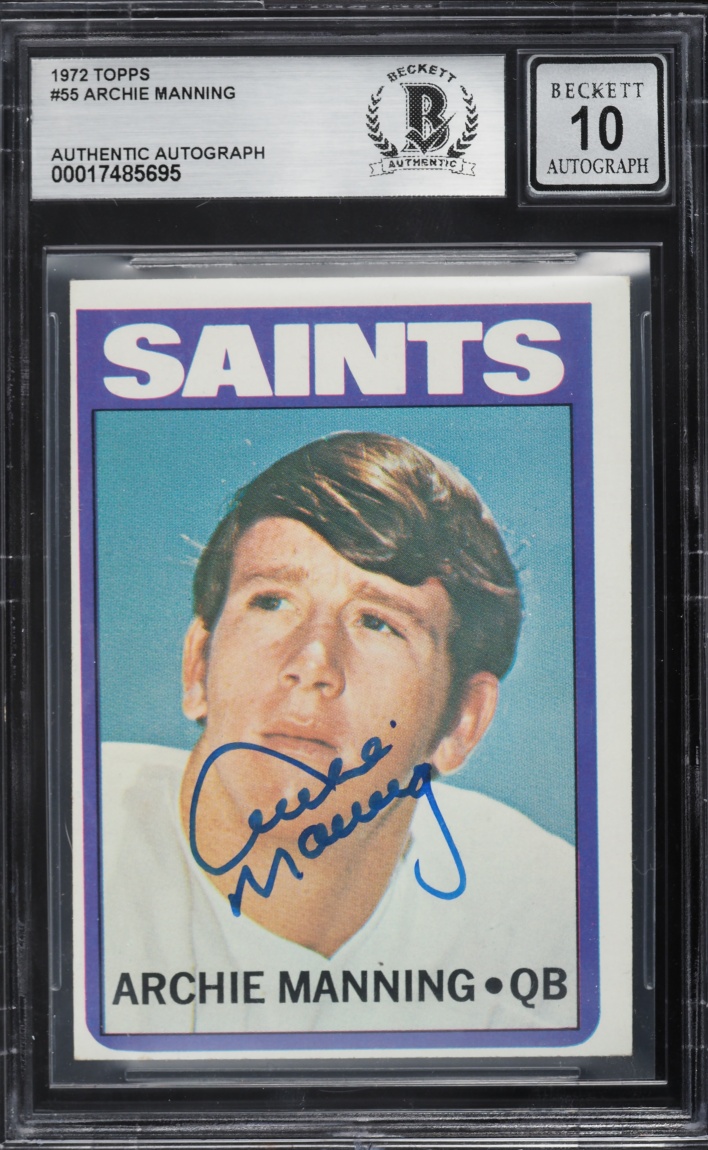 1972 Topps Football Archie Manning ROOKIE AUTO #55 BGS AUTH