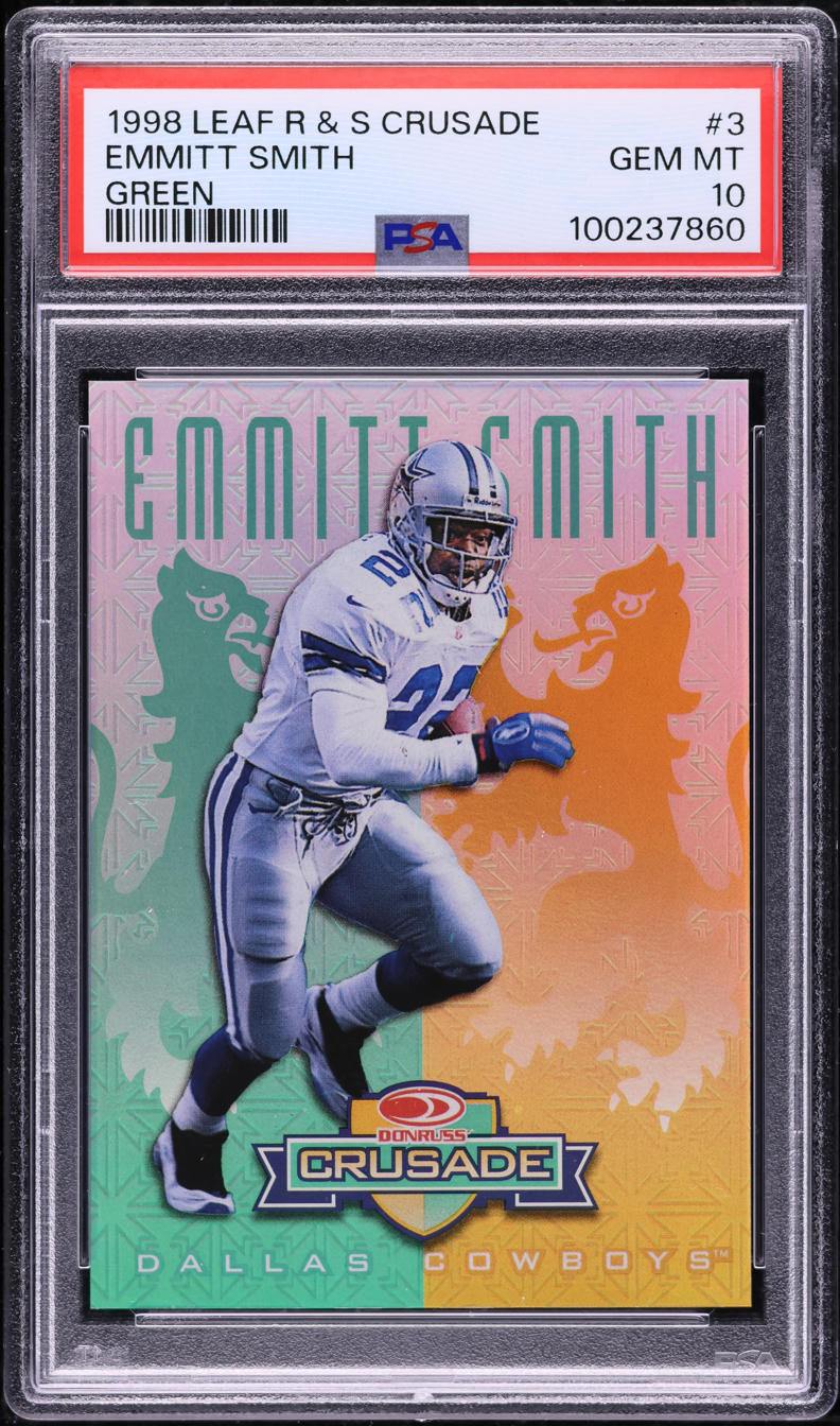 1998 Leaf Rookies & Stars Crusade Green Emmitt Smith /250 #3 PSA 10 GEM MINT
