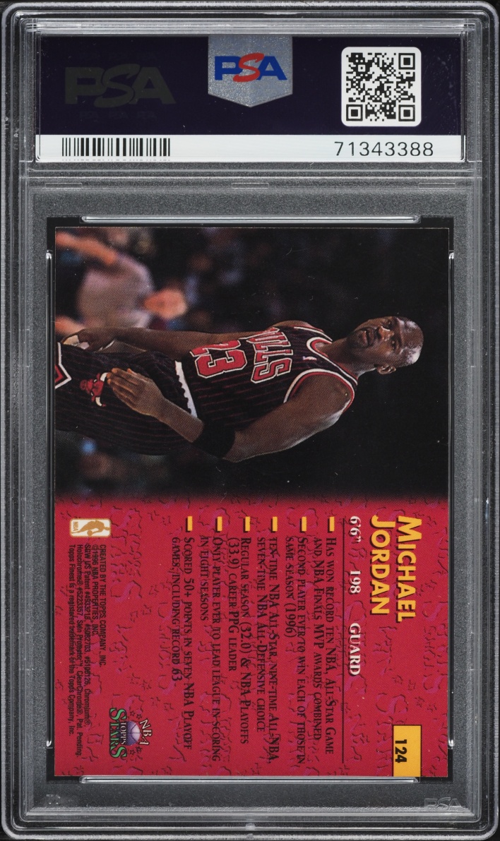 1996 Topps NBA Stars Finest Michael Jordan #124 PSA 10 GEM MINT