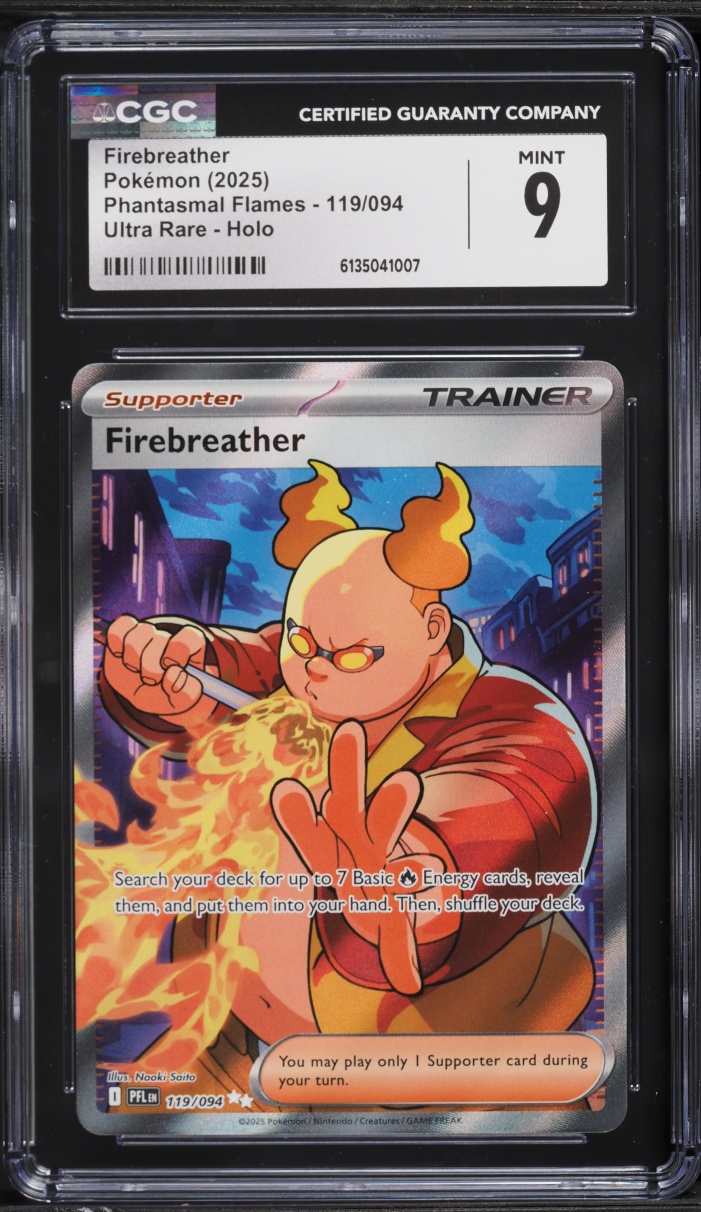 2025 Pokemon Mega Evolution Phantasmal Flames Full Art Firebreather #119 CGC 9 MINT