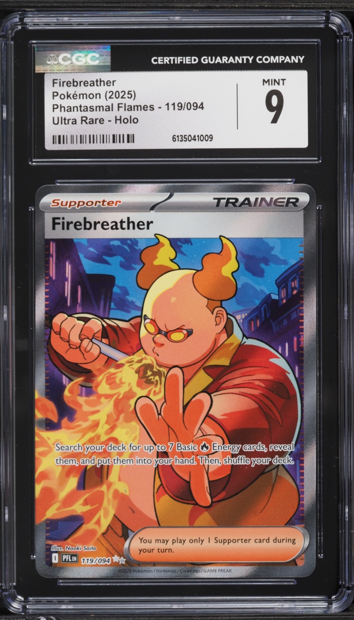 2025 Pokemon Mega Evolution Phantasmal Flames Full Art Firebreather #119 CGC 9 MINT
