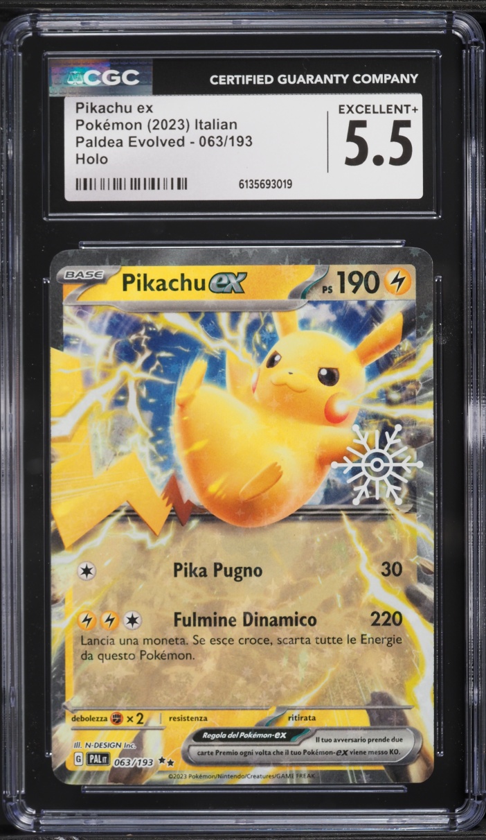 2023 Pokemon Italian SV Paldea Evolved Holiday Calendar Holo Pikachu ex #63 CGC 5.5 EX+