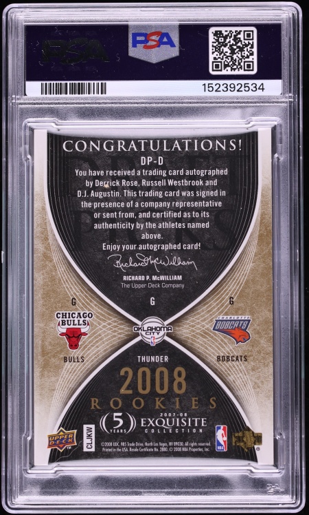 2007 Exquisite Collection Draft Picks Rose Westbrook Augustin ROOKIE AUTO DNA 10 /99 PSA 7 NRMT - Photo 2