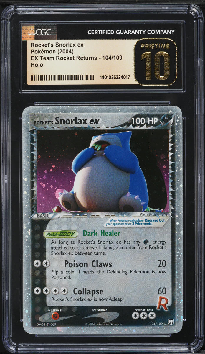 2004 Pokemon EX Team Rocket Returns Holo Rocket's Snorlax ex #104 CGC 10