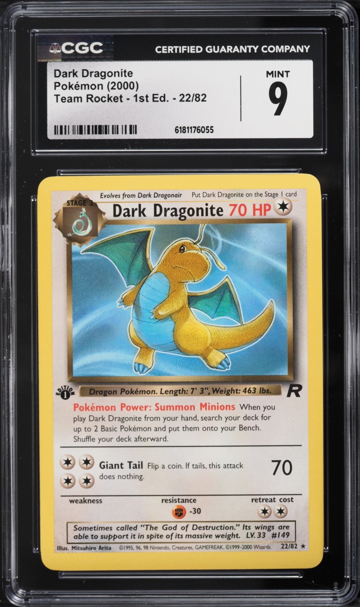2000 Pokemon Team Rocket 1st Edition Dark Dragonite #22 CGC 9 MINT