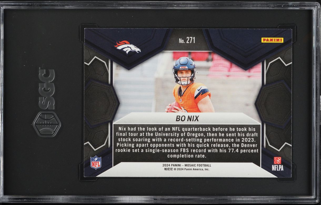 2024 Panini Mosaic NFL Debut Bo Nix ROOKIE #271 SGC 10 GEM MINT