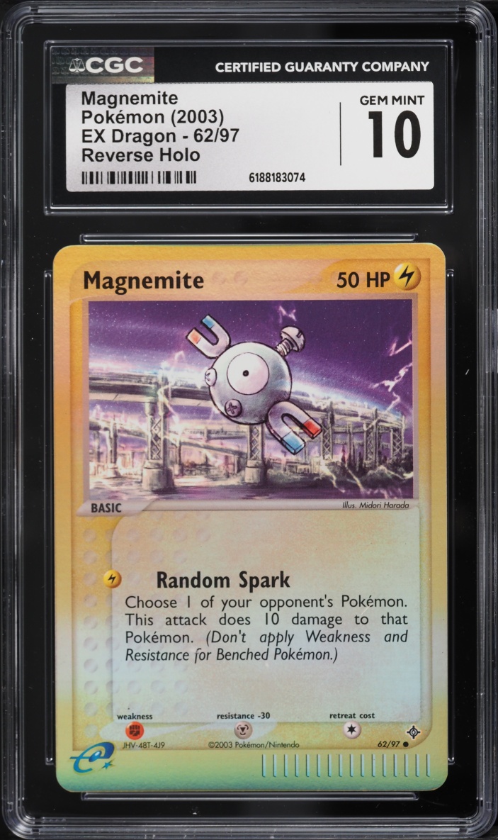 2003 Pokemon EX Dragon Reverse Holo Magnemite #62 CGC 10 GEM MINT