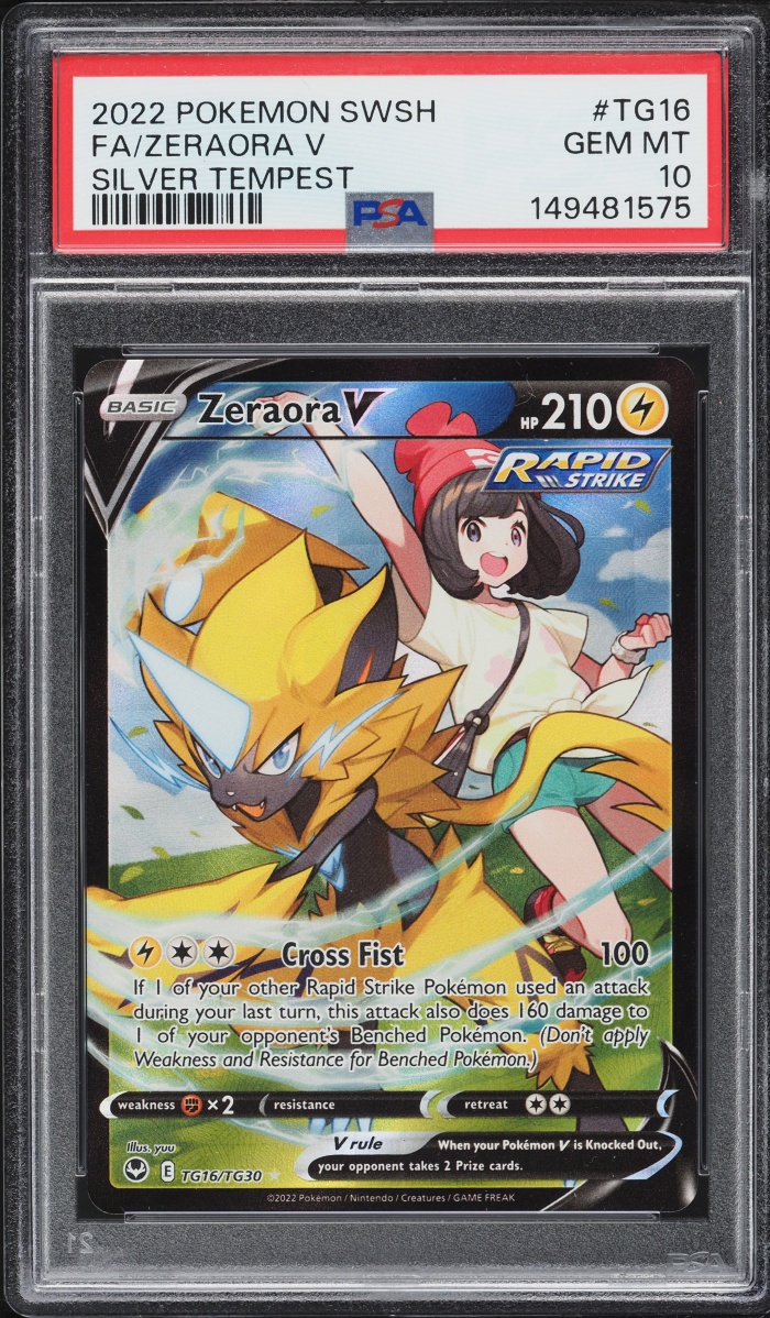 2022 Pokemon Sword & Shield Silver Tempest Trainer Gallery Full Art Zeraora V #TG16 PSA 10 GEM