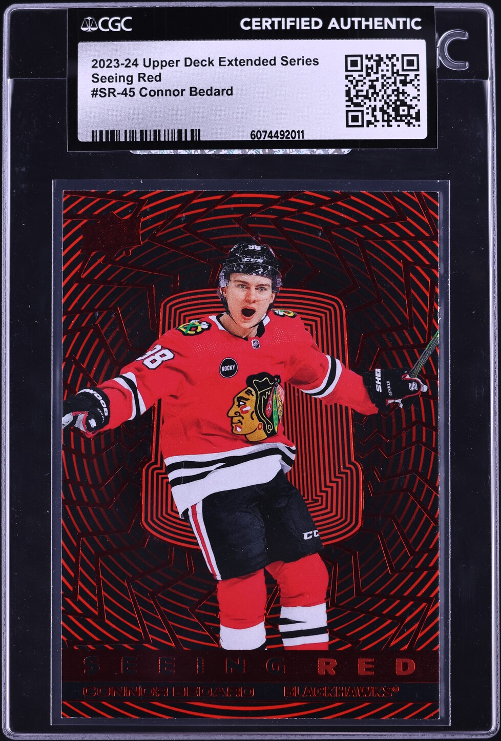 2023 Upper Deck Extended Series Seeing Red Connor Bedard ROOKIE #SR-45 CGC AUTH