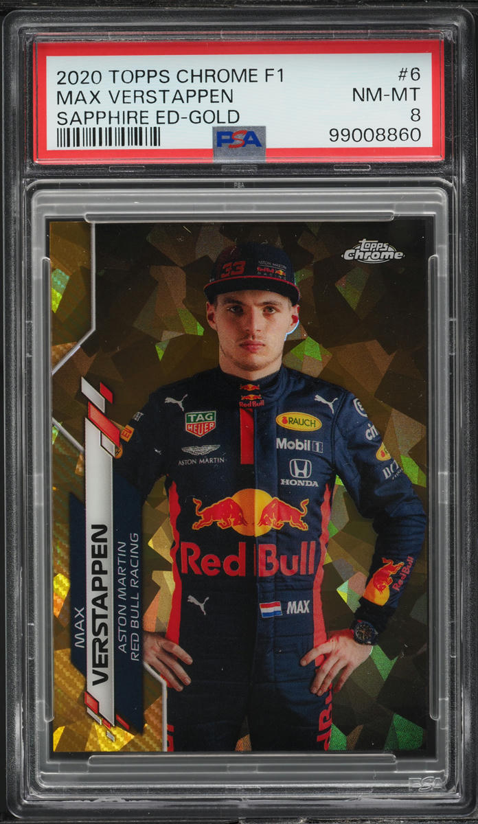 2020 Topps Chrome Formula 1 F1 Sapphire Gold Max Verstappen /50 #6 PSA 8 NM-MT