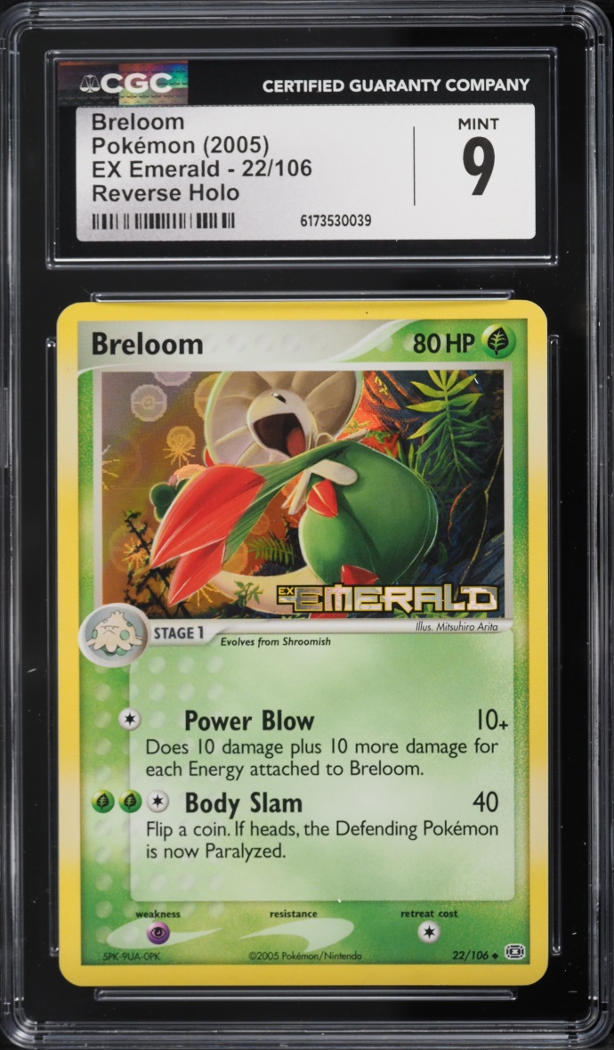 2005 Pokemon EX Emerald Reverse Holo Breloom #22 CGC 9 MINT