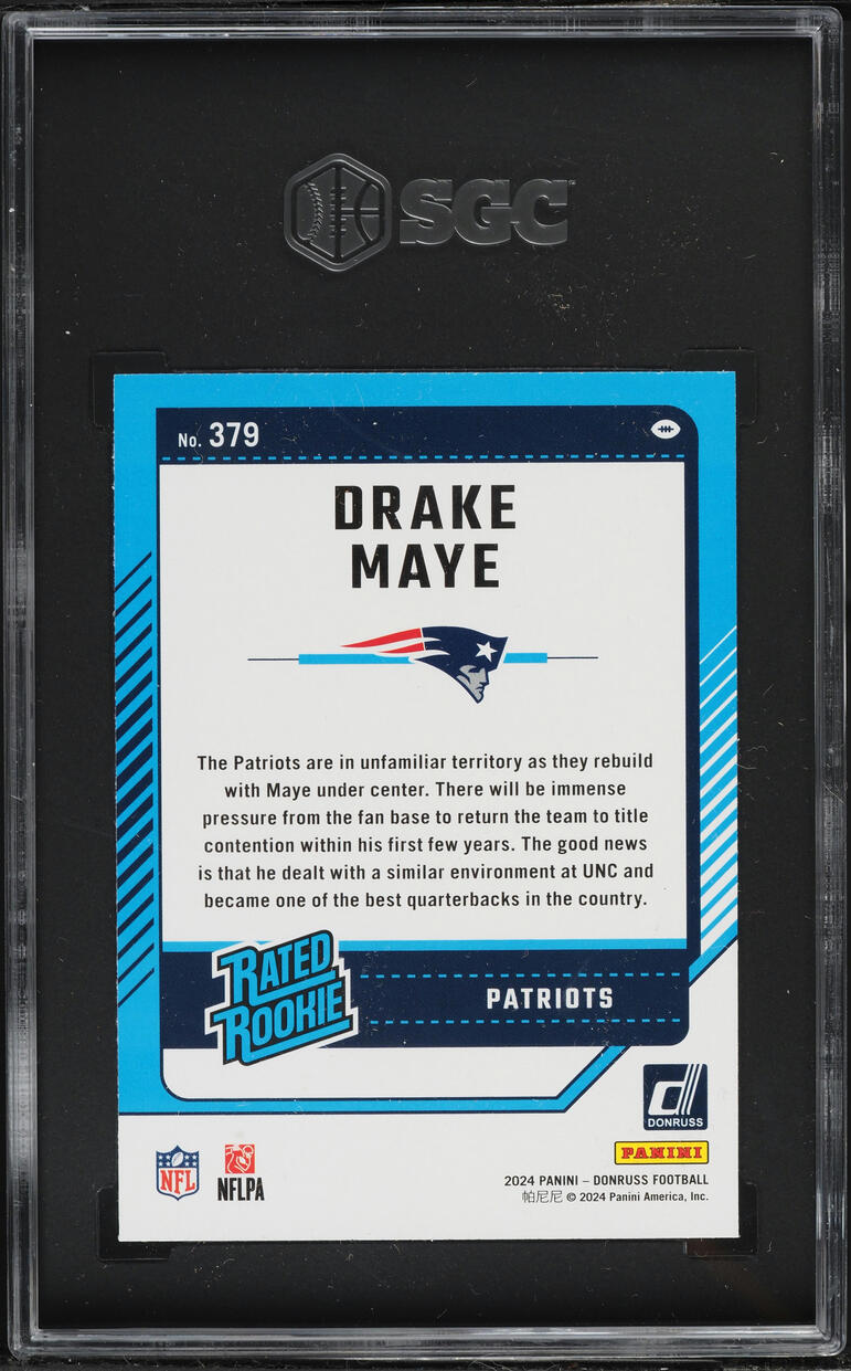 2024 Donruss Football Drake Maye ROOKIE #379 SGC 9.5 MINT+