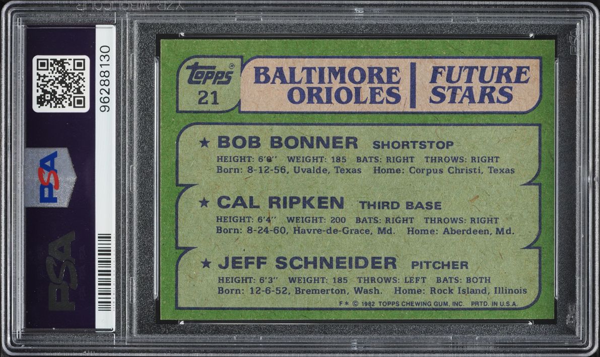 1982 Topps Cal Ripken Jr. ROOKIE #21 PSA 8 NM-MT