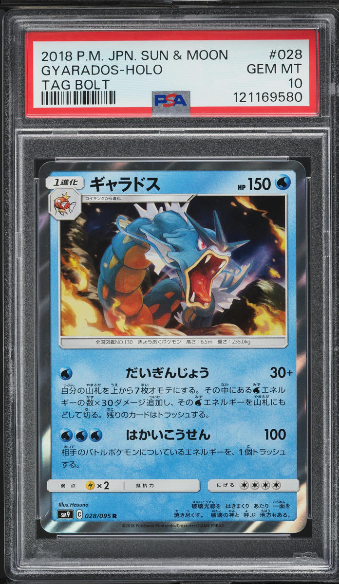 2018 Pokemon Japanese Sun & Moon Tag Bolt Holo Gyarados #28 PSA 10 GEM MINT