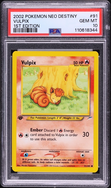 2002 Pokemon Neo Destiny 1st Edition Vulpix #91 PSA 10 GEM MINT