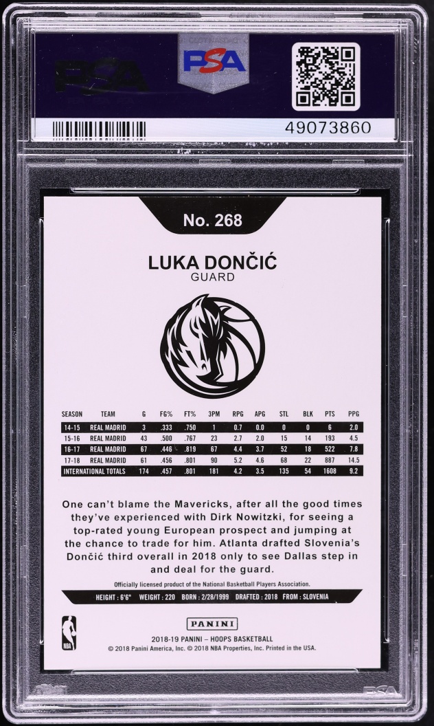 2018 Hoops Luka Doncic ROOKIE #268 PSA 10 GEM MINT