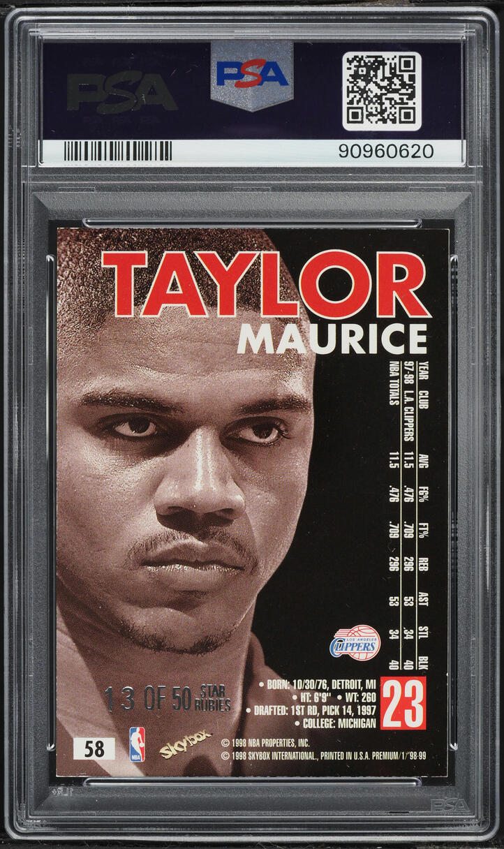 1998 Skybox Premium Star Rubies Maurice Taylor /50 #58 PSA 7 NRMT