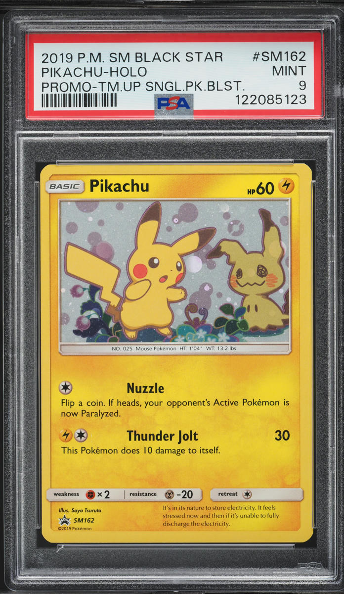 2019 Pokemon SM Black Star Promo Single Pack Pikachu #SM162 PSA 9 MINT