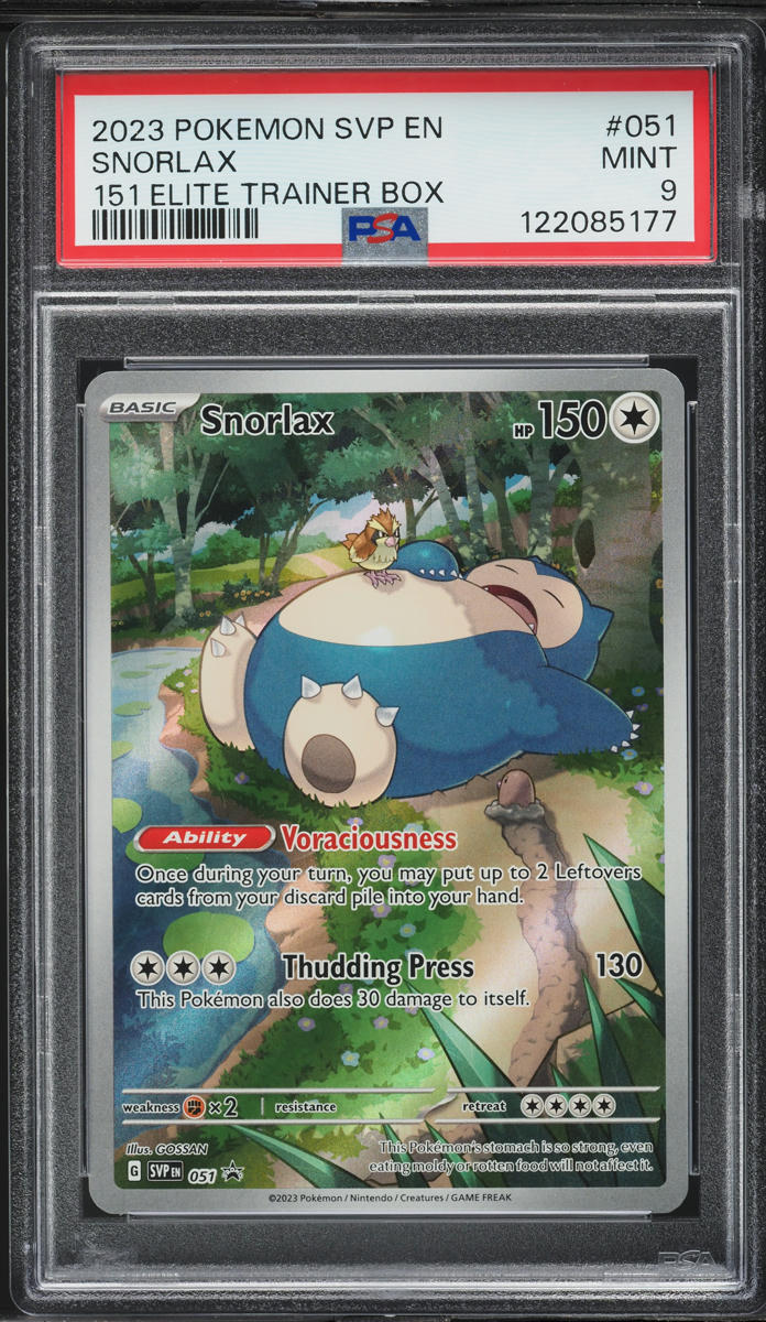 2023 Pokemon Scarlet & Violet Black Star Promo 151 ETB Snorlax #51 PSA 9 MINT - Main Image