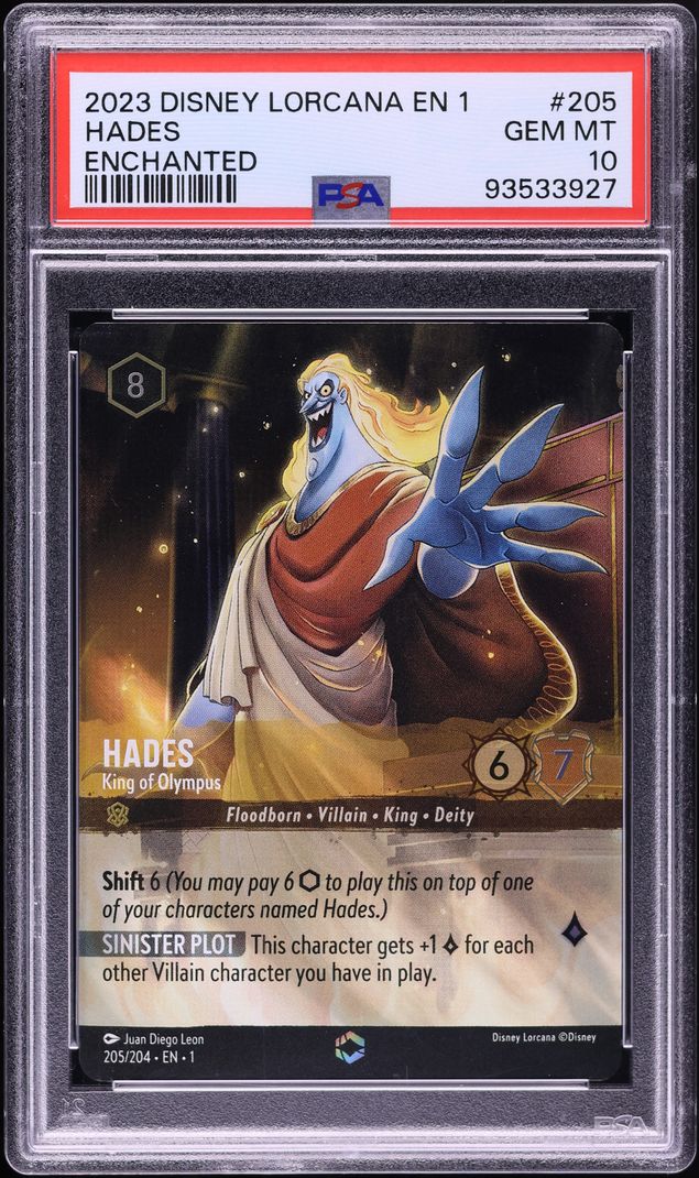 2023 Disney Lorcana The First Chapter Enchanted Hades King Of Olympus #205 PSA 10 GEM MINT