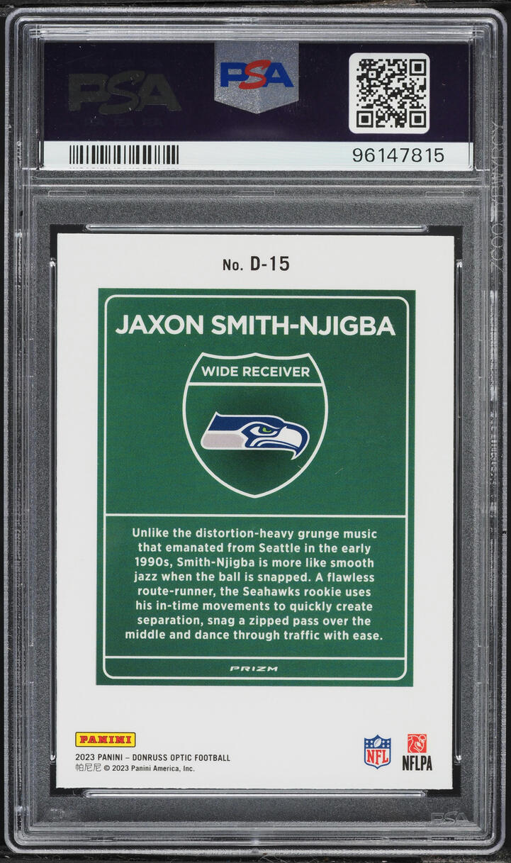 2023 Donruss Optic Downtown Jaxon Smith-Njigba ROOKIE #D15 PSA 10 GEM MINT