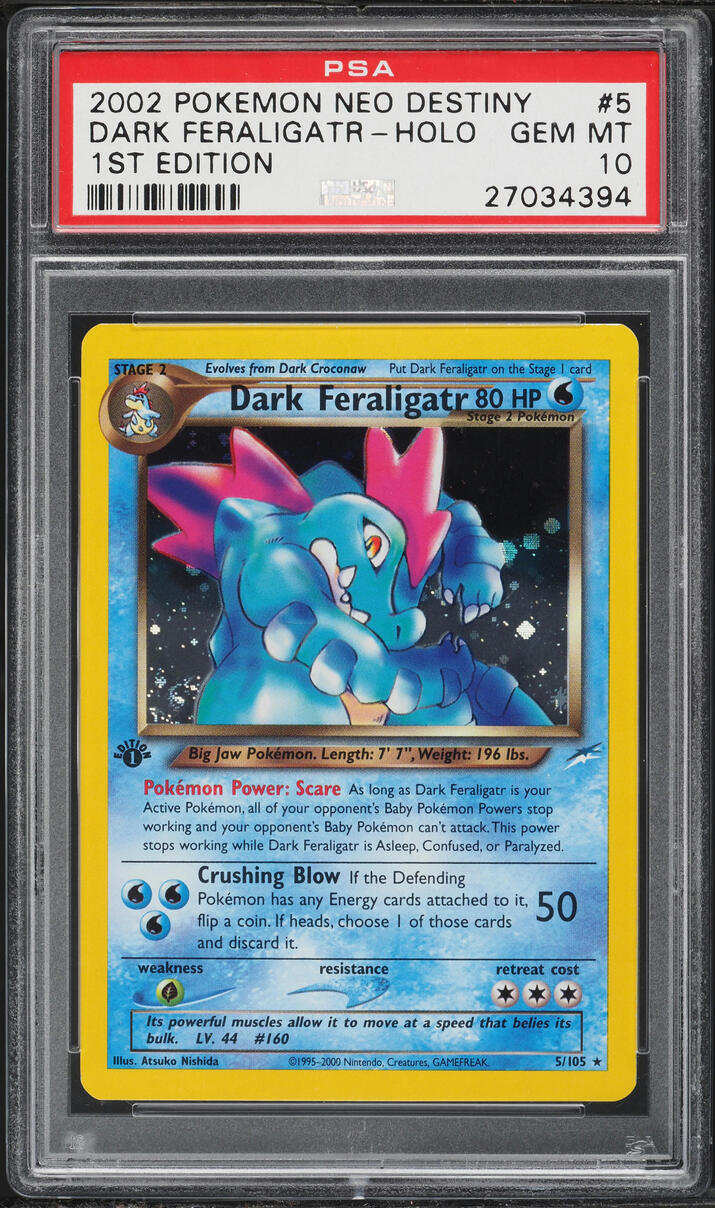 2002 Pokemon Neo Destiny 1st Edition Holo Dark Feraligatr #5 PSA 10 GEM MINT