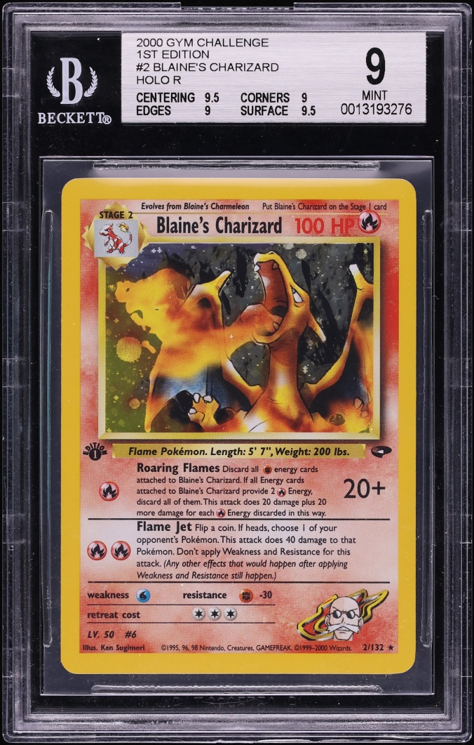 2000 Pokemon Gym Challenge 1st Edition Holo Blaine's Charizard #2 BGS 9 MINT