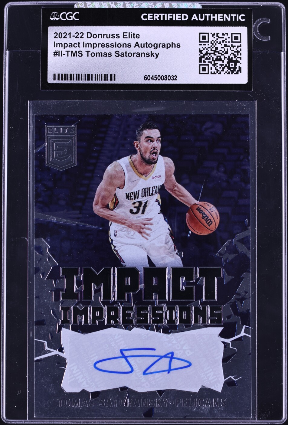 2021 Donruss Elite Impact Impressions Tomas Satoransky AUTO #II-TMS CGC AUTH