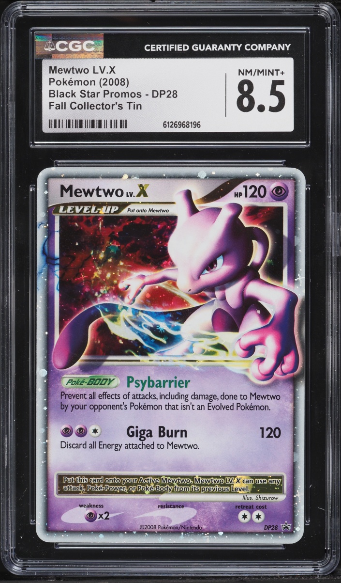 2008 Pokemon Diamond & Pearl Promo Fall Collector's Tin Mewtwo LV.X #DP28 CGC 8.5 NM-MT+