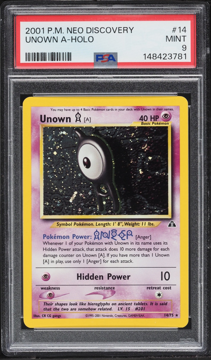 2001 Pokemon Neo Discovery Holo Unown A #14 PSA 9 MINT