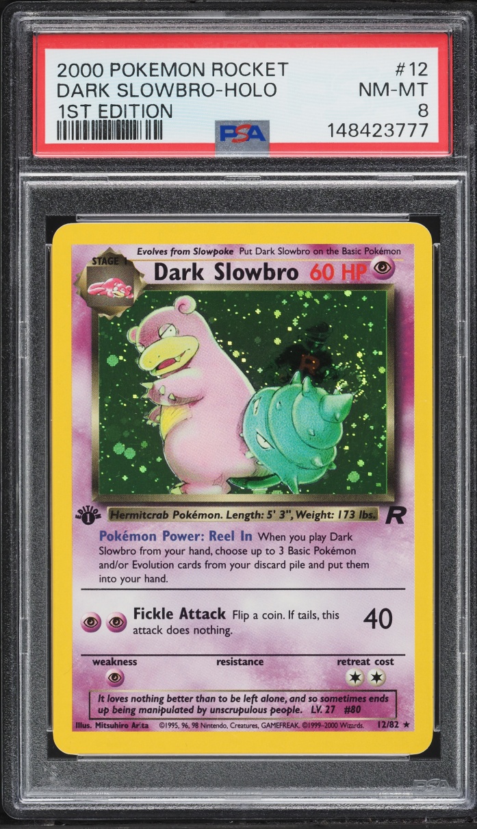 2000 Pokemon Team Rocket 1st Edition Holo Dark Slowbro #12 PSA 8 NM-MT