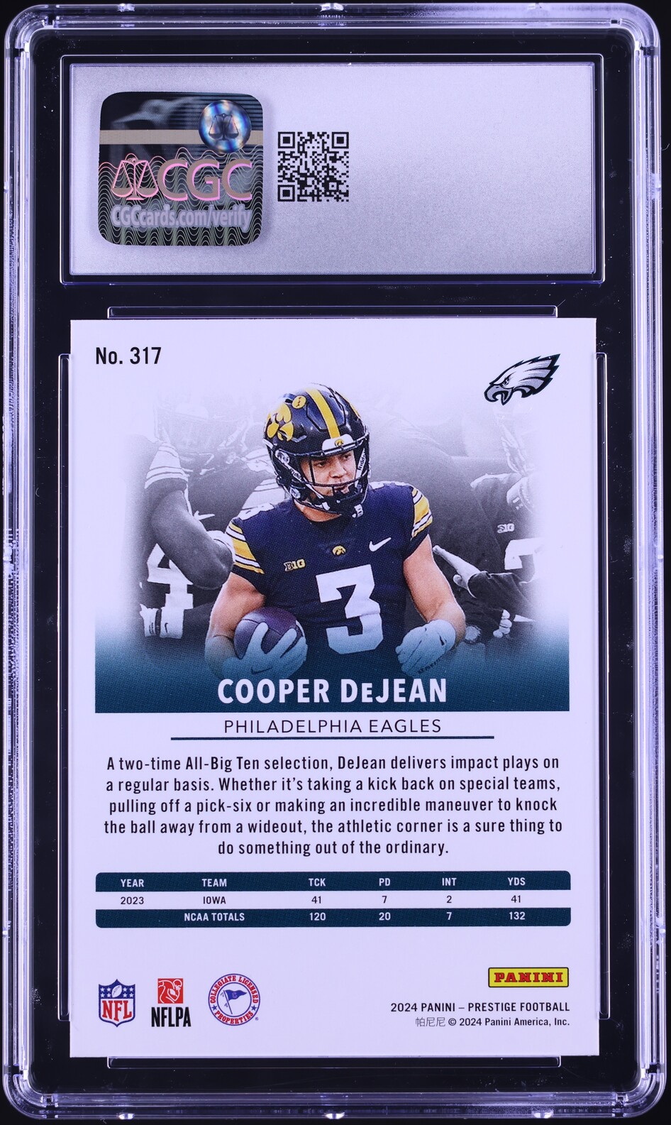 2024 Panini Prestige Cooper DeJean ROOKIE #317 CGC 10 GEM MINT