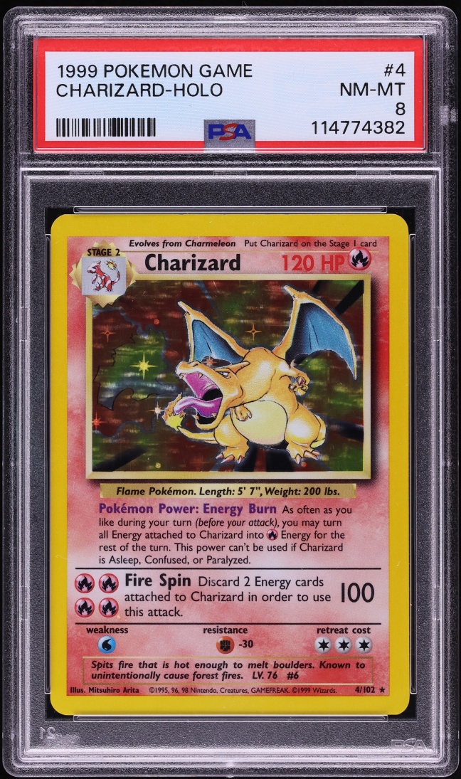 1999 Pokemon Base Set Holo Charizard #4 PSA 8 NM-MT