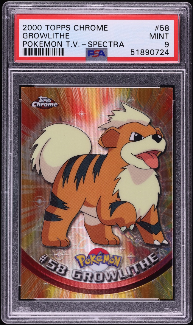 2000 Topps Chrome Pokemon T.V. Spectra Growlithe #58 PSA 9 MINT