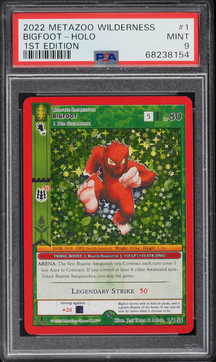 2022 MetaZoo Wilderness 1st Edition Holo Bigfoot #1 PSA 9 MINT