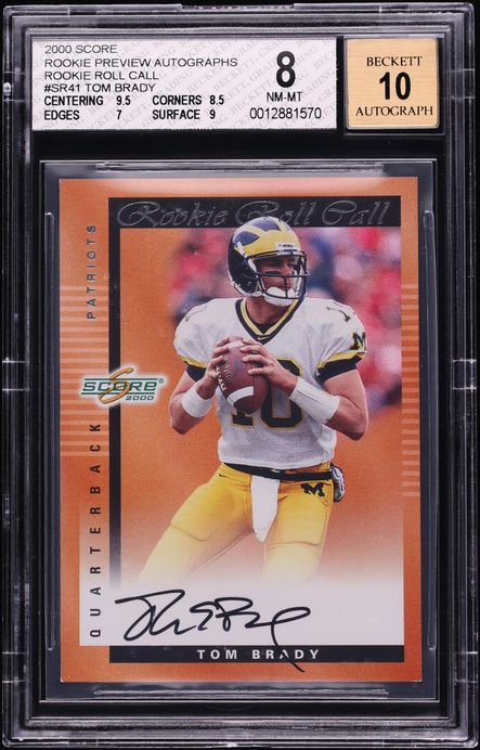 2000 Score Preview Roll Call Tom Brady ROOKIE AUTO /50 #SR41 BGS 8 NM-MT - Photo 1