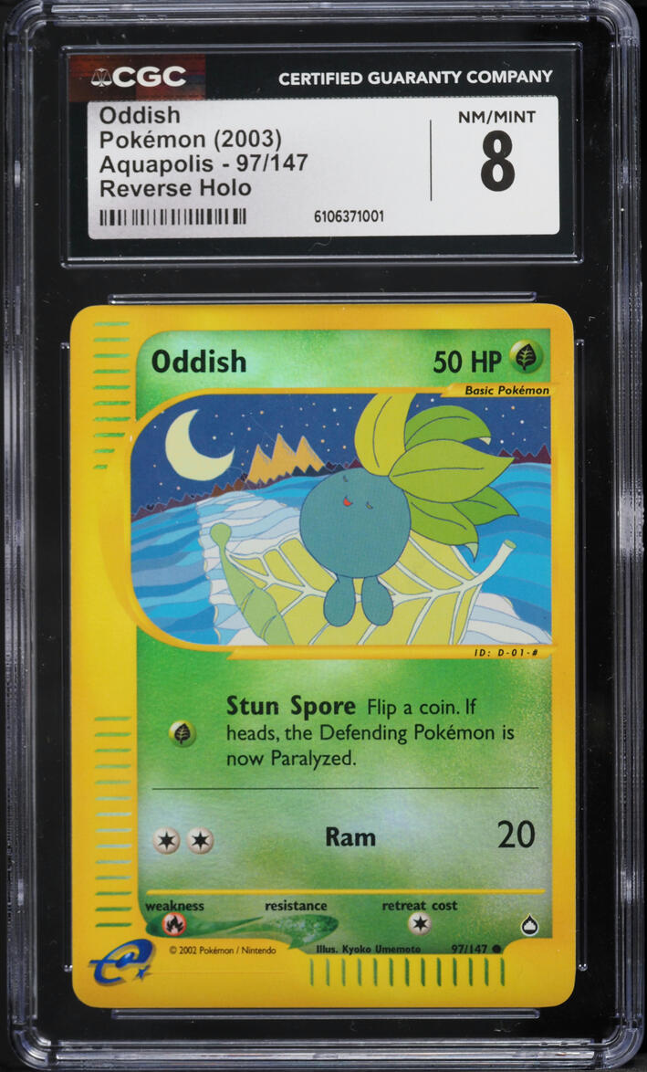 2003 Pokemon Aquapolis Reverse Holo Oddish #97 CGC 8 NM-MT