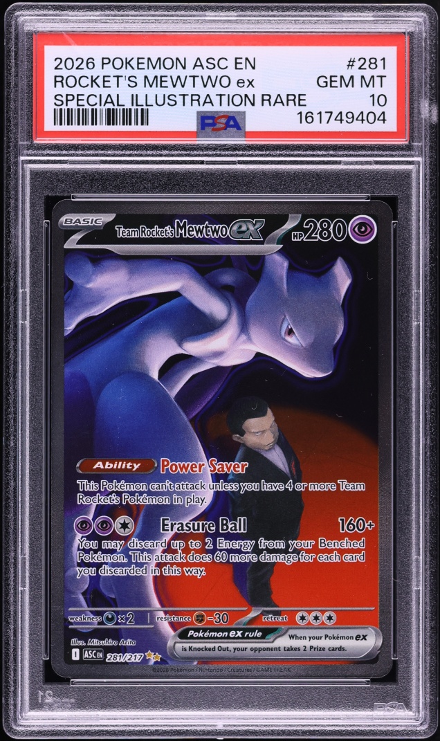 2026 Pokemon Mega Evolution Ascended Heroes SIR Team Rocket's Mewtwo ex #281 PSA 10 GEM MINT