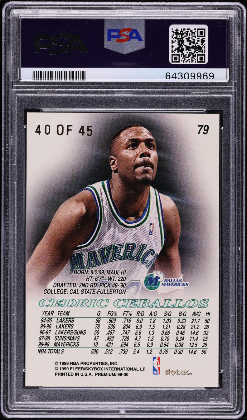 1999 Skybox Premium Star Rubies Cedric Ceballos /45 #79 PSA 6 EXMT