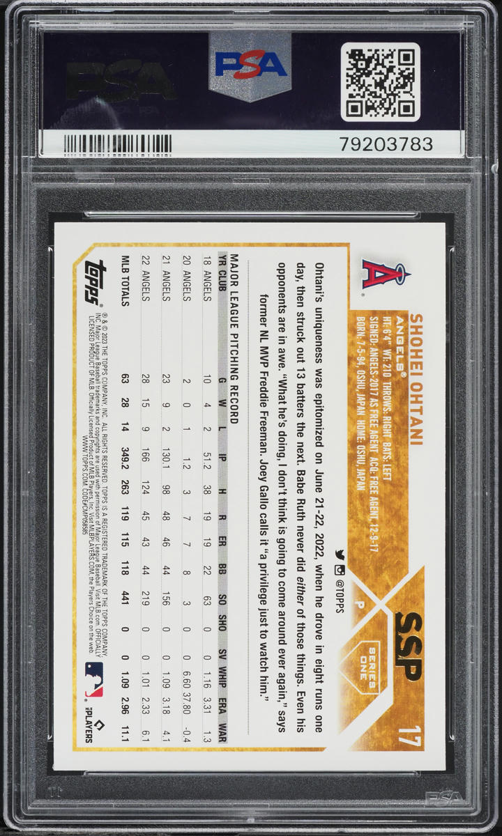 2023 Topps Photo Variation Shohei Ohtani SSP #17 PSA 10 GEM MINT
