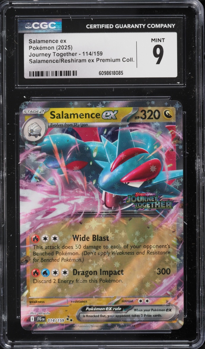2025 Pokemon Scarlet & Violet Journey Together Reshiram ex Premium Holo Salamence EX #114 CGC 9